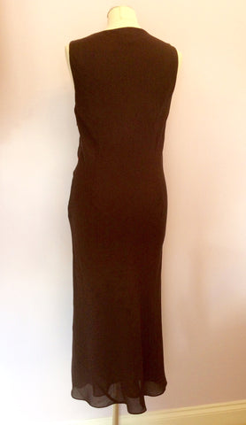 Kaliko Brown Silk Embroidered V Neck Dress Size 12 - Whispers Dress Agency - Sold - 4