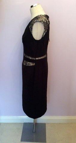 Brand New Alexon Black & Pale Gold Lace Trim Occasion Dress Size 14 - Whispers Dress Agency - Womens Dresses - 3