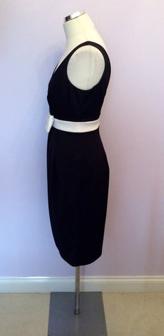 Sara Bernshaw Black & White Bow Trim Occasion Dress Size 10 - Whispers Dress Agency - Womens Dresses - 3