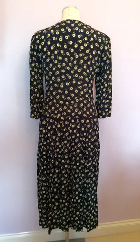 Vintage Jaeger Blue & Cream Floral Print Tea Dress Size 10 - Whispers Dress Agency - Womens Vintage - 4