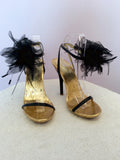 Brand New Moda In Pelle Black Flower Trim Heel Sandals Size 5/38 - Whispers Dress Agency - Sold - 3
