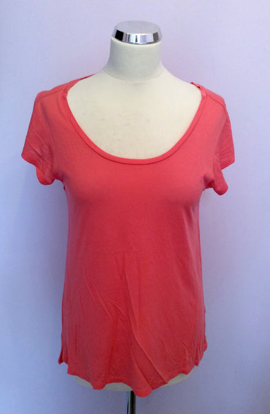 WHISTLES CORAL SCOOP NECK CAP SLEEVE TOP SIZE 10 - Whispers Dress Agency - Womens T-Shirts & Vests - 1