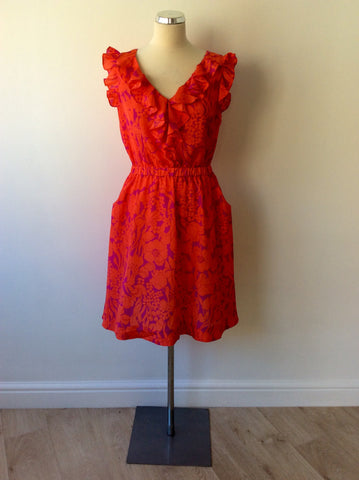 MONSOON ORANGE & PINK FLORAL PRINT DRESS SIZE 10 - Whispers Dress Agency - Sold - 1