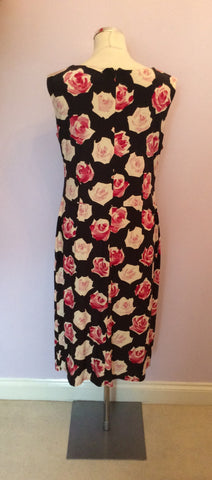 PHASE EIGHT BLACK & PINK FLORAL PRINT DRESS SIZE 16 - Whispers Dress Agency - Sold - 4
