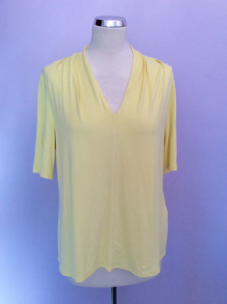 LK BENNETT CITRUS YELLOW SHORT SLEEVE V NECK TOP SIZE L - Whispers Dress Agency - Womens Tops - 1