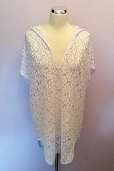Jordan Taylor White Hooded Kaftan Cover Up Top Size XL - Whispers Dress Agency - Sold - 1