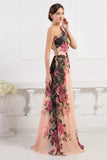 Brand New Grace Karin Peach Floral One Shoulder Chiffon Ballgown Size 16 Fit 14 - Whispers Dress Agency - Womens Eveningwear - 2