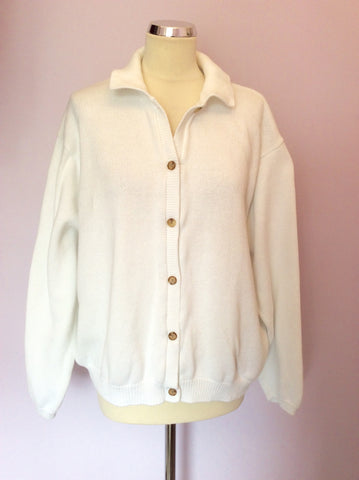 Landsend White Cotton Cardigan Size XL UK 18/20 - Whispers Dress Agency - Womens Knitwear - 1