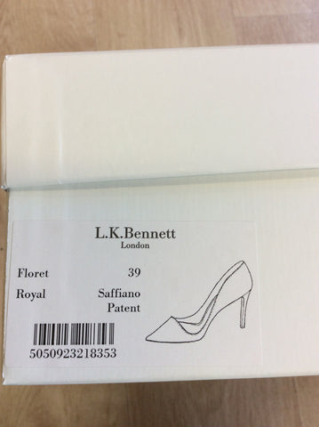 LK BENNETT FLORET ROYAL SAFFIANO PATENT LEATHER HEELS SIZE 6/39 - Whispers Dress Agency - Sold - 4