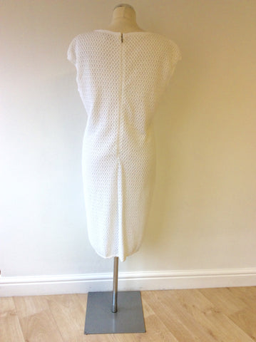 MAX MARA WHITE CROCHETED KNIT PENCIL DRESS SIZE 48 UK 18/20 - Whispers Dress Agency - Womens Dresses - 2