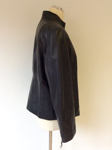 BETTY BARCLAY DARK BLUE SOFT LEATHER ZIP UP JACKET SIZE 18 - Whispers Dress Agency - Sold - 3