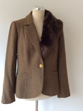 BRAND NEW JOULES BROWN FAUX FUR COLLAR JACKET SIZE 16 - Whispers Dress Agency - Sold - 5