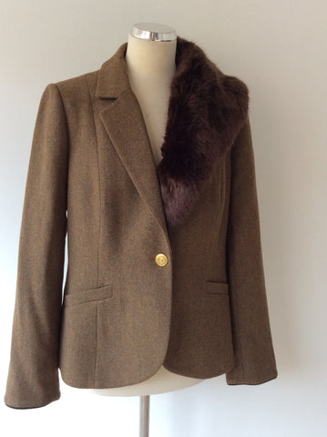 BRAND NEW JOULES BROWN FAUX FUR COLLAR JACKET SIZE 16 - Whispers Dress Agency - Sold - 5
