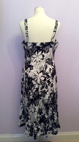 Per Una Black & White Floral Print Linen Dress Size 14 - Whispers Dress Agency - Womens Dresses - 2