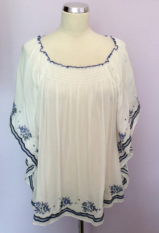 BRAND NEW MONSOON WHITE & BLUE EMBROIDERED TOP SIZE 18 - Whispers Dress Agency - Sold - 1