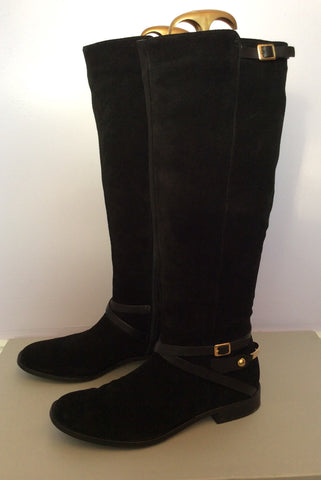 Carvela Black Suede & Leather Strap Knee High Boots Size 5/38 - Whispers Dress Agency - Sold - 2