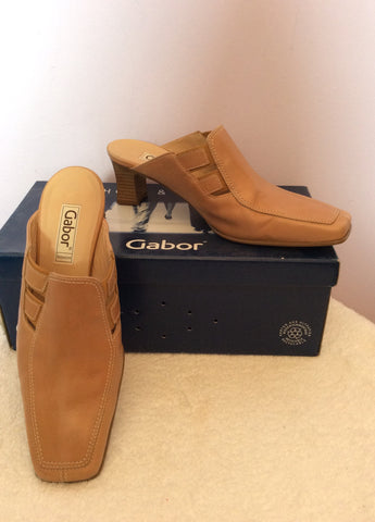 Gabor Camel Leather Slip On Heel Mules Size 5/38 - Whispers Dress Agency - Sold - 1