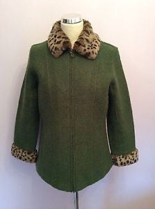 Deane & White Wool & Faux Fur Trim Zip Up Jacket Size M - Whispers Dress Agency - Womens Coats & Jackets - 1