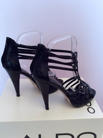 Aldo Black Snakeskin Leather Studded Heel Sandals Size 4/37 - Whispers Dress Agency - Womens Heels - 4