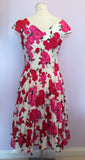Vintage Jaeger Red & Pink Floral Print Cotton Dress Size 12 - Whispers Dress Agency - Sold - 3