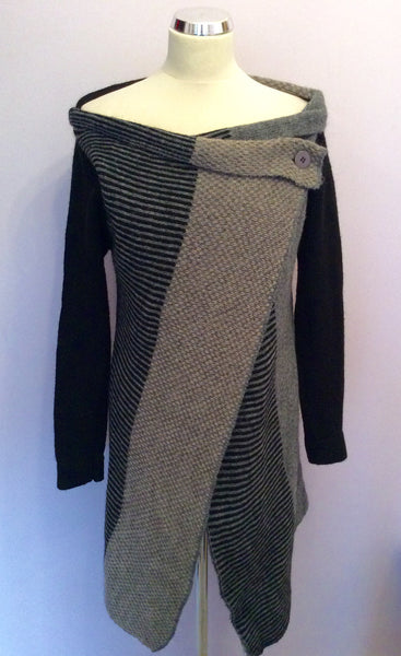 Made In Italy Grey, Black & Beige Long Cardigan Size S/M - Whispers Dress Agency - Womens Knitwear - 1