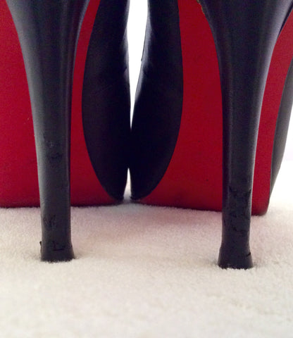 Christian Louboutin Black Leather Peeptoe Heels Size 7/40 - Whispers Dress Agency - Sold - 6