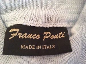 Italian Franco Ponti Light Blue Merino Wool Blend Poloneck Jumper Size L - Whispers Dress Agency - Womens Knitwear - 2