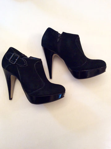 CARVELA BLACK SUEDE BUCKLE TRIM SHOE BOOTS SIZE 6/39 - Whispers Dress Agency - Womens Heels - 1