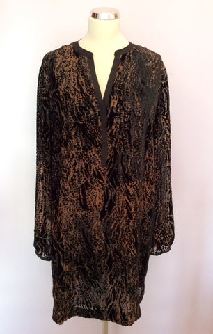 Brand New Nougat Brown & Black Print Tunic Top Size 5 UK L/XL - Whispers Dress Agency - Womens Tops - 1