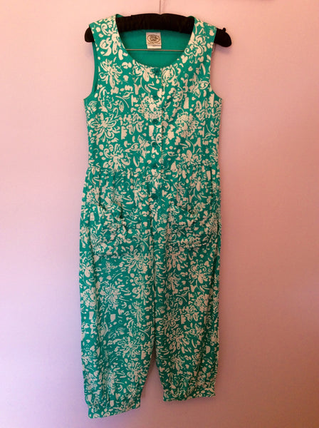 Vintage Laura Ashley Green & White Print Cotton Jumpsuit Size S - Whispers Dress Agency - Sold - 1