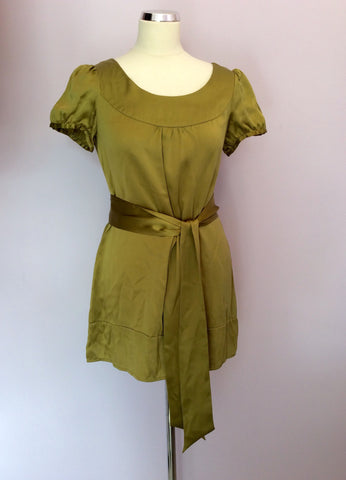 Monsoon Olive Green Silk Belted Top Size 10 - Whispers Dress Agency - Womens Tops - 1