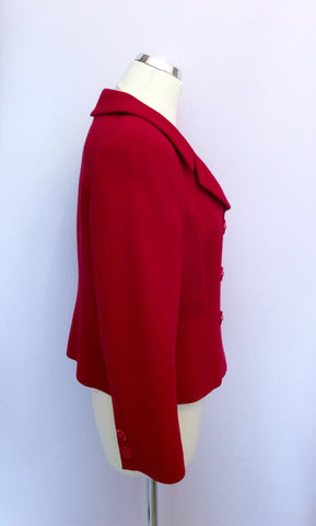 Hobbs Red Wool Double Breasted Jacket Size 12 - Whispers Dress Agency - Sold - 3