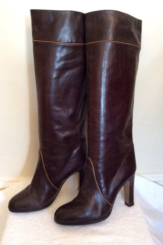 Vintage Bottazzin Dark Brown Leather Boots Size 4/37 - Whispers Dress Agency - Vintage Shoes - 1