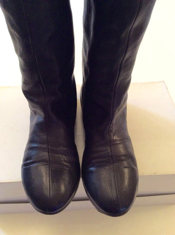 Christian Dior Black Leather Knee Length Boots Size 2.5/35 - Whispers Dress Agency - Sold - 4