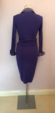 MARCCAIN PURPLE COLLARED STRETCH JERSEY DRESS SIZE N2 UK 10 - Whispers Dress Agency - Sold - 3