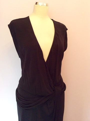 French Connection Black V Neck Wrap Style Dress Size 14 - Whispers Dress Agency - Sold - 2