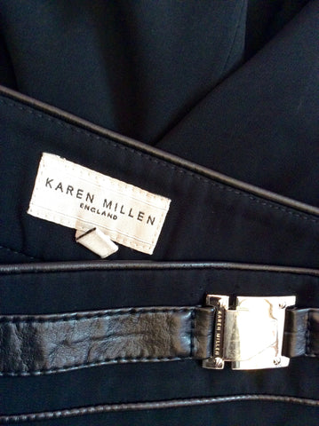 Karen Millen Black Faux Leather Trim Trousers Size 10 - Whispers Dress Agency - Womens Trousers - 3