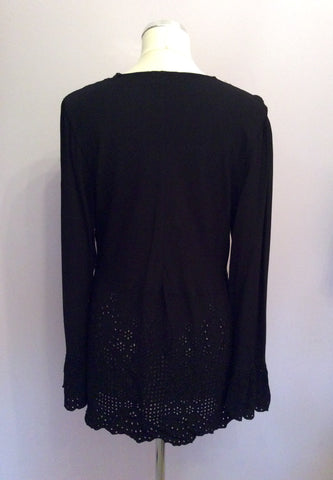 GHOST BLACK BROIDERY ANGLAISE TOP SIZE L - Whispers Dress Agency - Womens Tops - 2