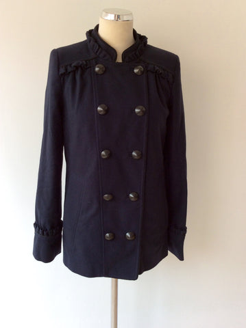 FRENCH CONNECTION DARK BLUE DOUBLE BREASTED JACKET SIZE 8 - Whispers Dress Agency - Womens Coats & Jackets - 2