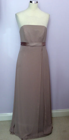 Brand New Pronuptia Mocha Soft Chiffon Long Evening Dress Size 14 - Whispers Dress Agency - Womens Dresses - 1