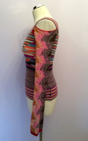 Firetrap Multicoloured Cut Out Shoulder Jumper Size M - Whispers Dress Agency - Sold - 2