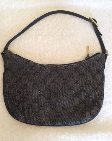 Gucci Dark Grey & Black Monogram Canvas & Leather Bag - Whispers Dress Agency - Sold - 3