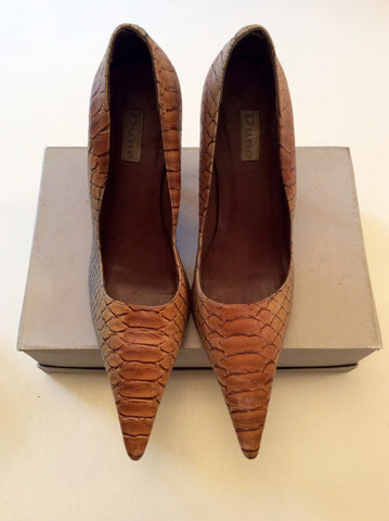DUNE BROWN LEATHER SNAKESKIN HEELS SIZE 6/39 - Whispers Dress Agency - Sold - 2