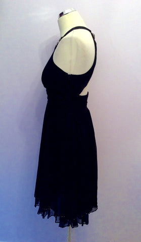 Karen Millen Black Silk Beaded & Jewel Trim Dress Size 10 - Whispers Dress Agency - Womens Dresses - 3