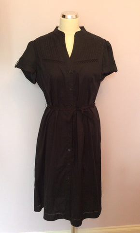 Betty Jackson Black Cotton Shirt Dress Size 16 - Whispers Dress Agency - Sold - 1