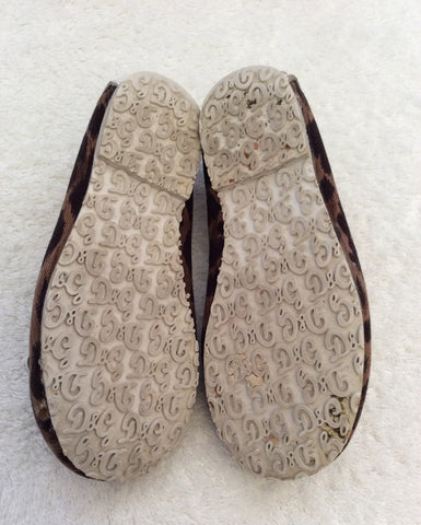 Dolce & Gabbana Junior Brown Canvas Leopard Print Pumps Size 8.5/ 26 - Whispers Dress Agency - Girls Footwear - 3