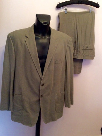 Marks & Spencer Khaki Linen Blend Suit Size 48L/ 40W/ 31L - Whispers Dress Agency - Sold - 1