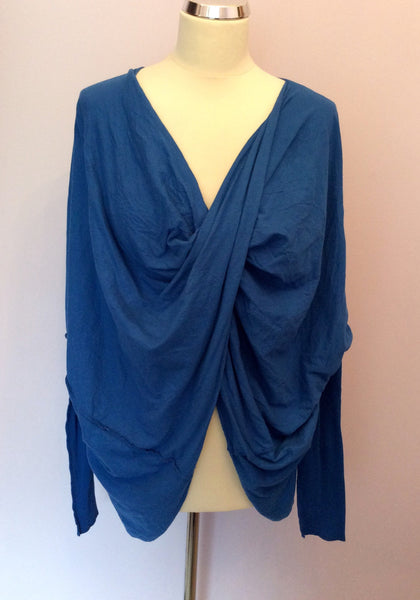 Made In Italy Bright Blue Oversize Wrap Across Top Size L - Whispers Dress Agency - Womens Tops - 1