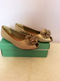 Brand New Clarks Champagne Gold Leather Peeptoe Flat Shoes Size. 5/38 - Whispers Dress Agency - Sold - 2
