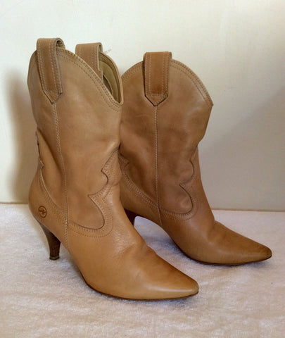 Bronx Camel Cowboy Style Leather Ankle Boots Size 3.5/36 - Whispers Dress Agency - Womens Boots - 1
